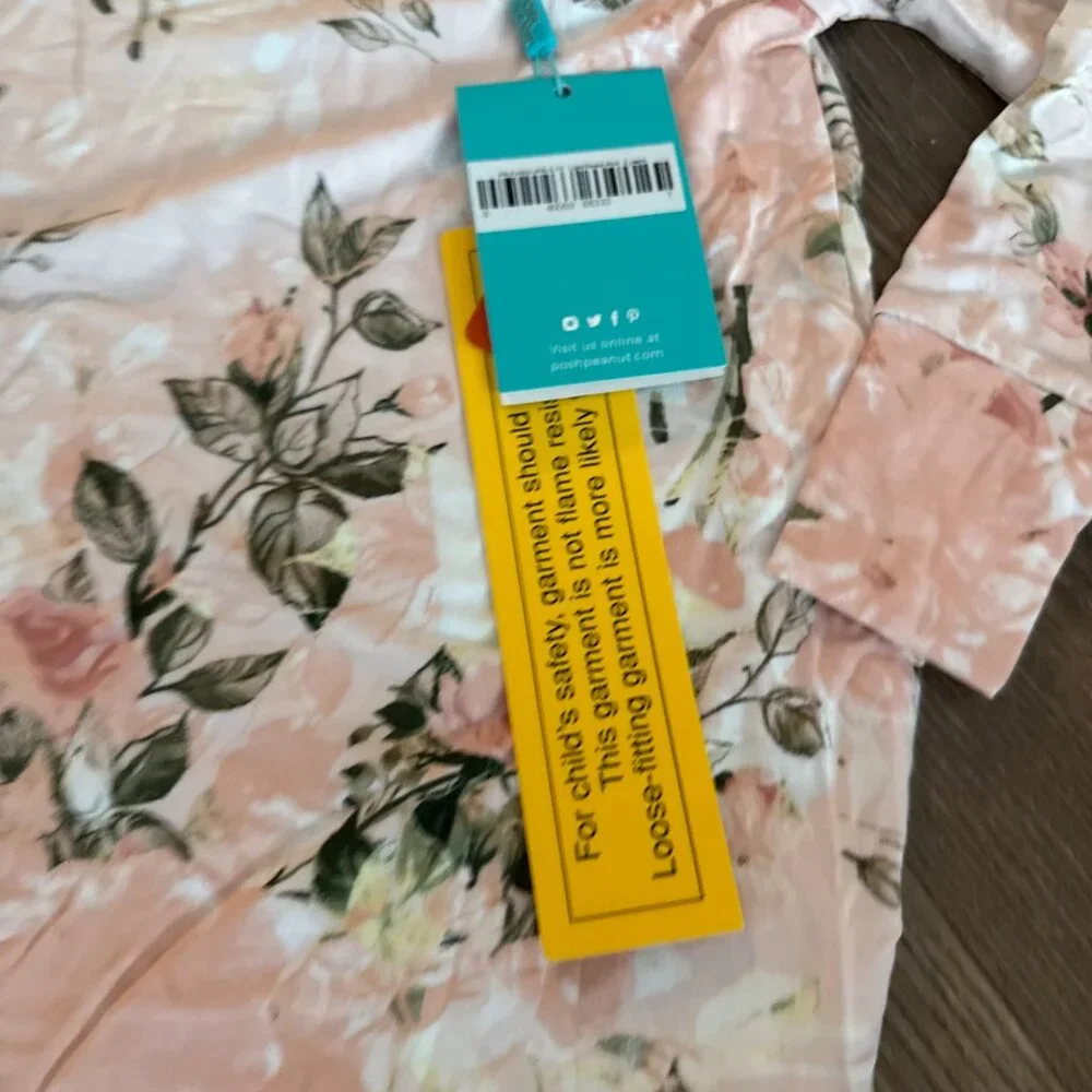 NWT Posh Peanut Vintage Rose Print 2 Piece Long Sleeves Pajamas Set 3T